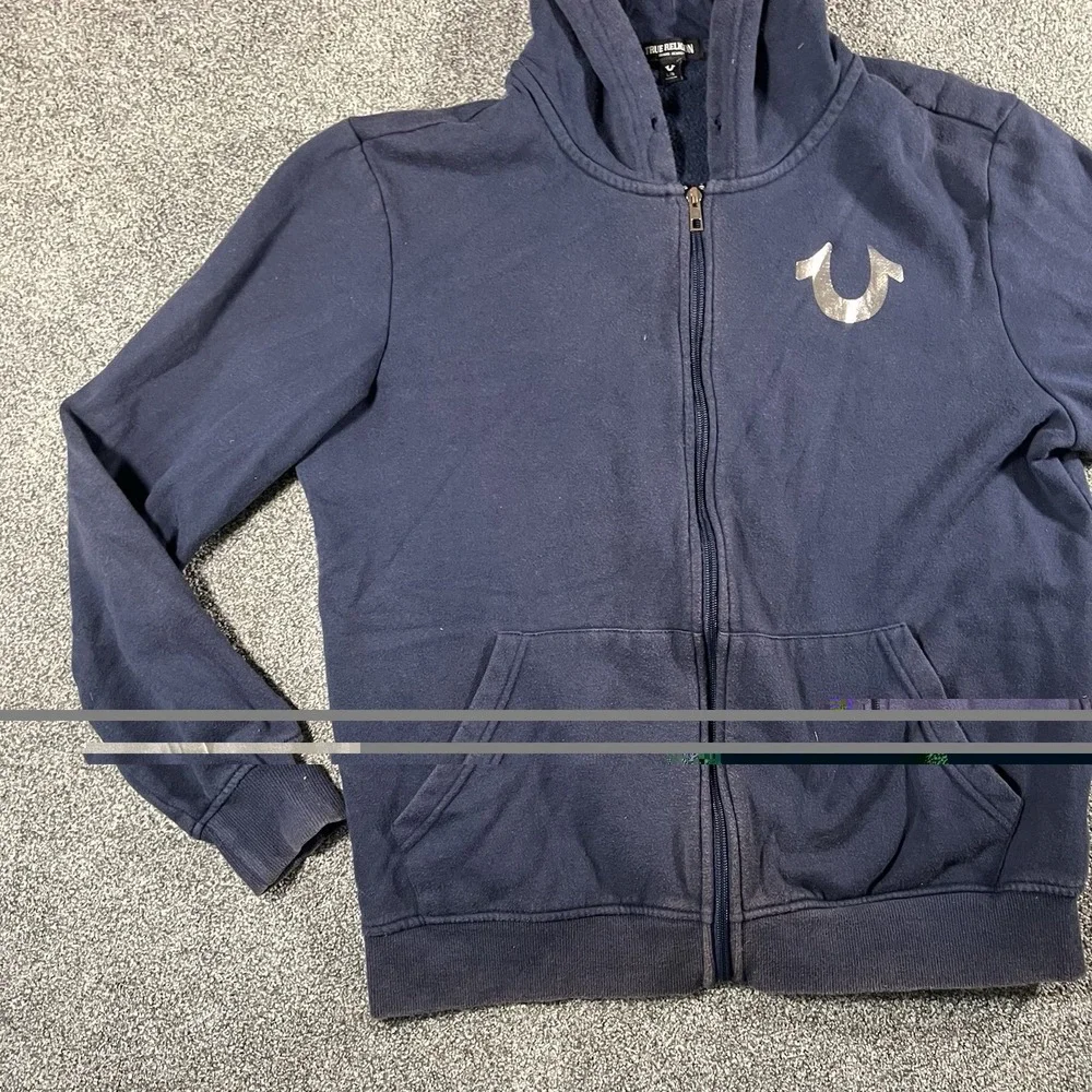 True Religion Buddha Graphic Full Zip Hoodie Navy Blue Men's Large